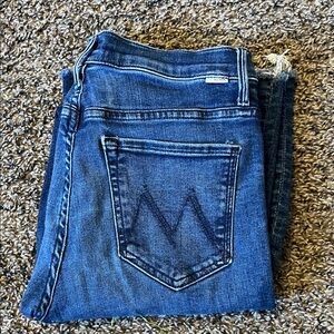 MOTHER Classic, Low-Rise, Blue Boot Cut Jeans